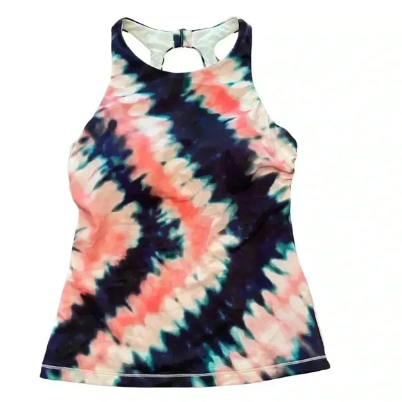 Athleta Tie Dye High Neck Tankini Swim Top Size 34 B/C NWT - Picture 1 of 8
